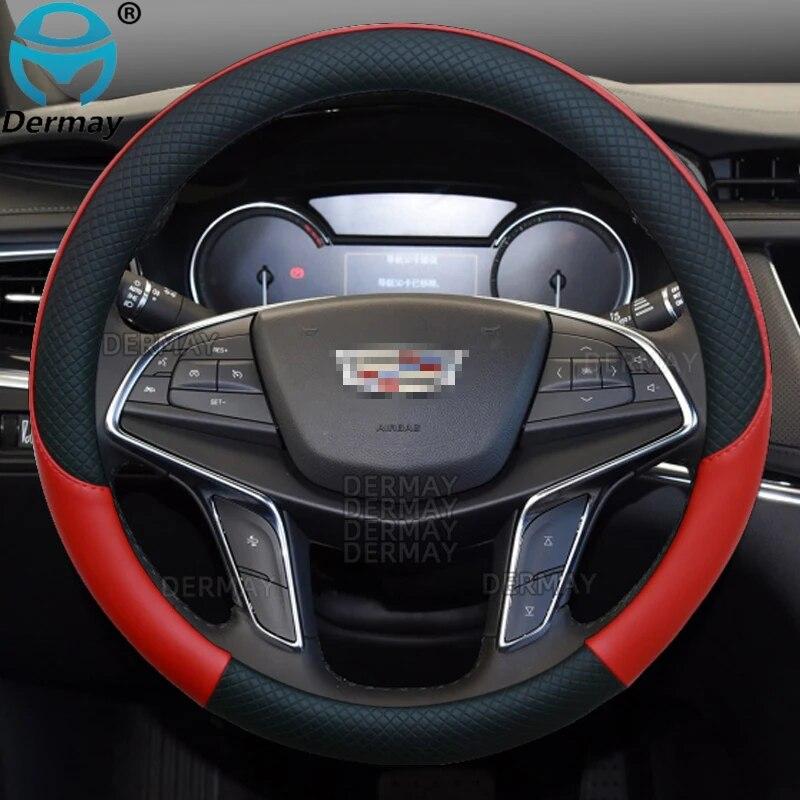 

100% бренд DERMAY для Cadillac ATS XT4 XT5 XT6 CTS CT4 CT5 CT6 автомобильный чехол на руль из микрофибры кожаные автоаксессуары