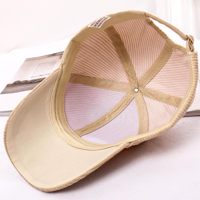 Corduroy baseball cap solid color versatile vertical striped cap women's autumn and winter warm casual hat spot