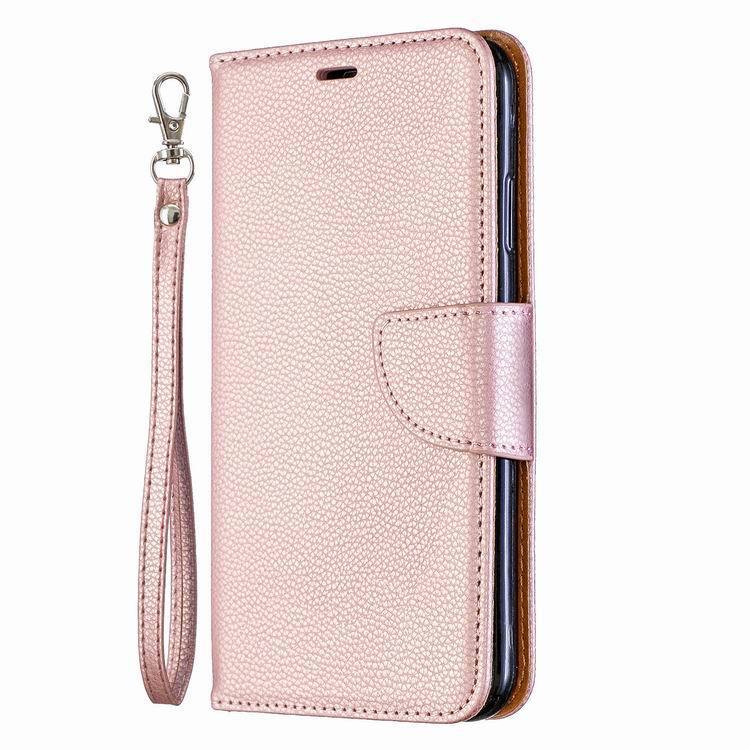 Etui skórzane w jednolitym kolorze z wzorem liczi na iPhone 15 Pro 13 Etui typu flip 7P Ochronne etui odporne na upadki