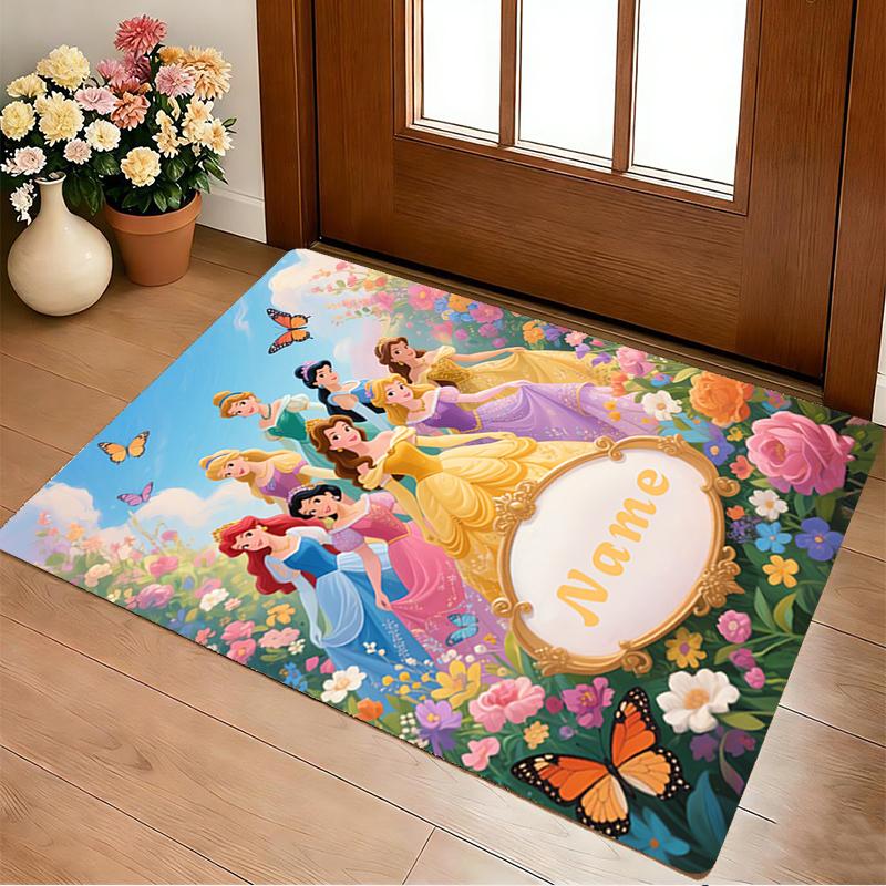 Custom Name Princess Garden Living Room Non-Slip Area Rug Soft Carpet for Bedroom Kids Playroom Sofa Office Home Decor Doormat