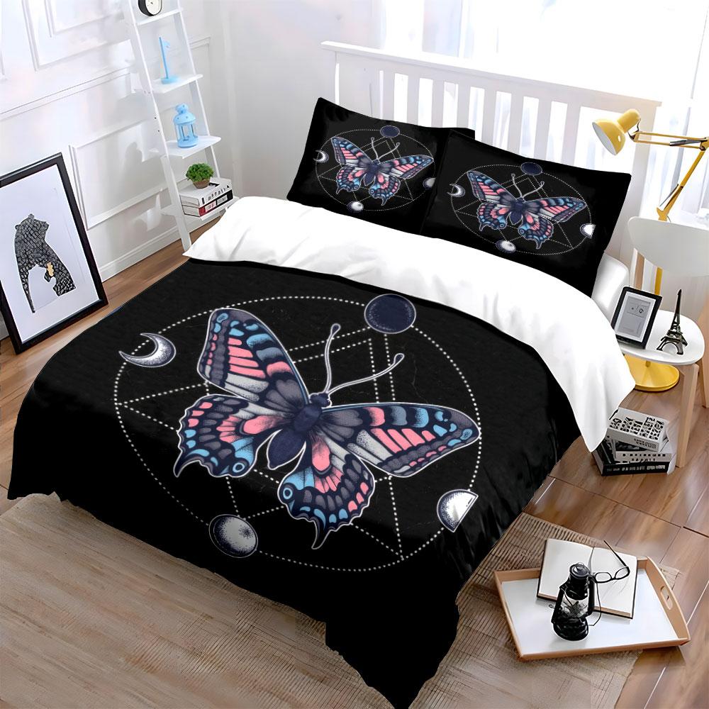 Butterfly Trio Art Decor Set Soft Skin-Friendly Bedding Set Includes 1 Duvet Cover And 2 Pillowcase Gift