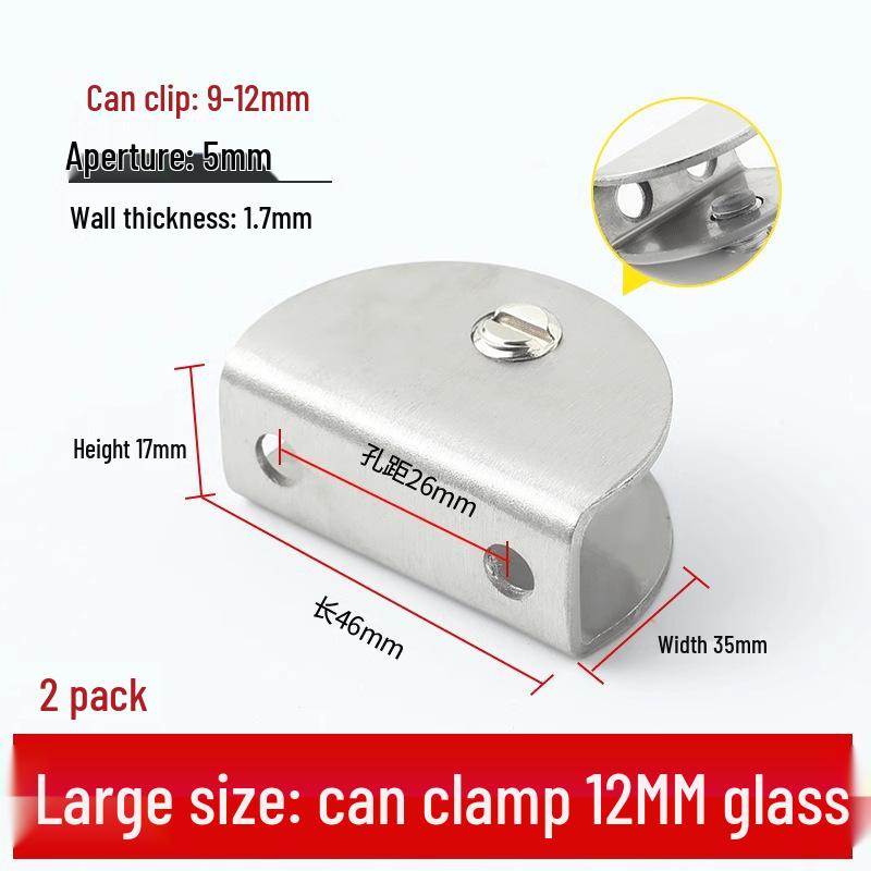 Nerezová skleněná svorka pro police a skříně