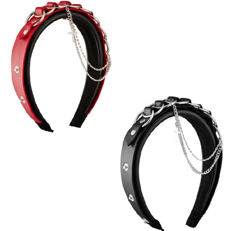Punk Chain Buckle Headband for Cosplay Parties 2000s Halloween Costume Hairhoop Anime Metal Buckle Headbands