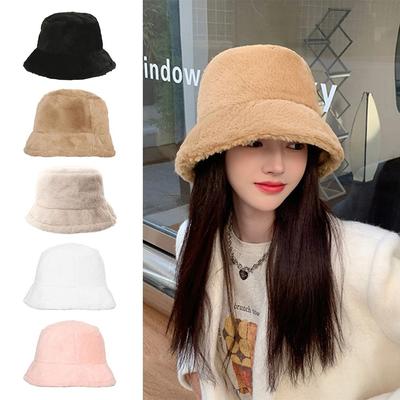 Faux Fur Winter Hat Soft Fisherman's Cap Fashion Bucket Hat  Outdoor