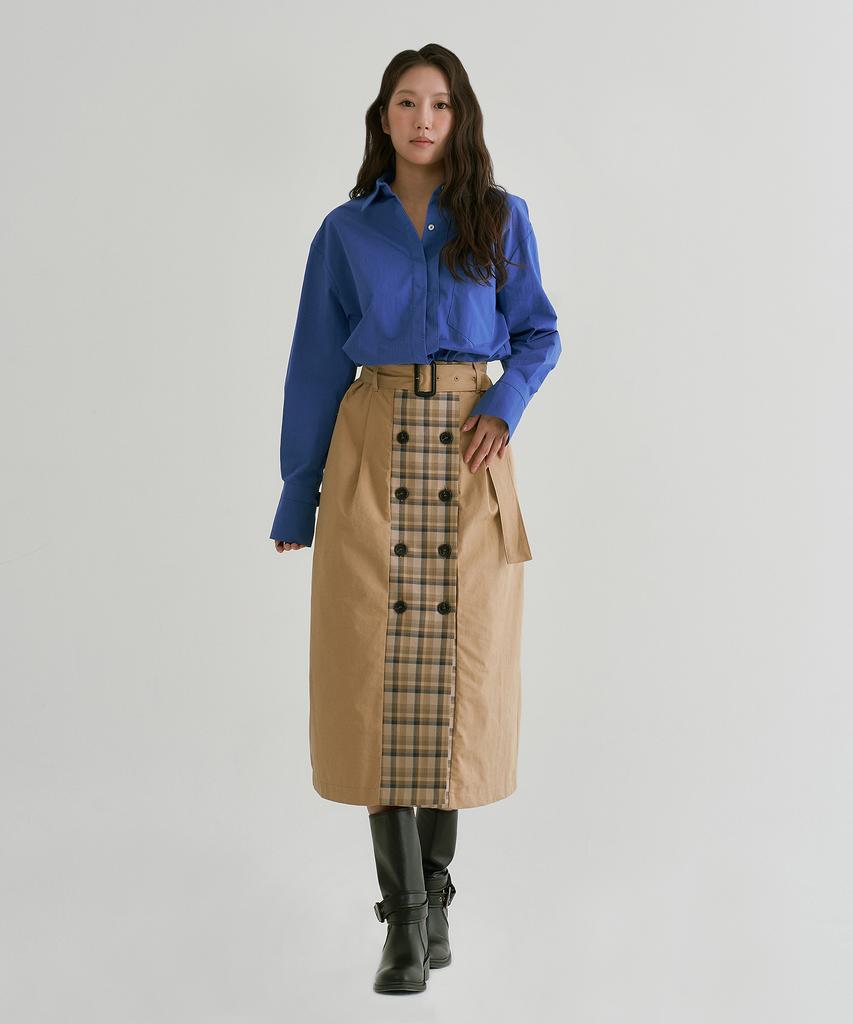 Peulleio Button Wrap Skirt _ Beige