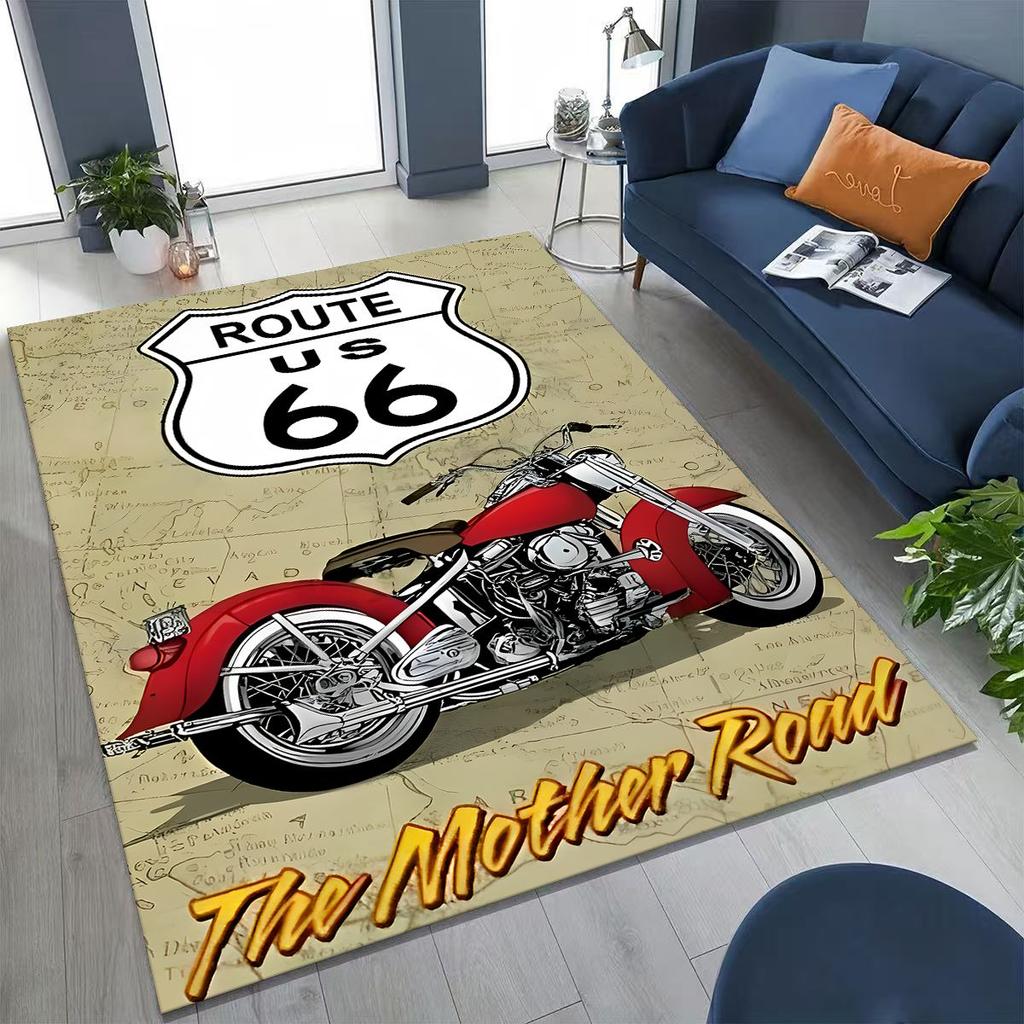 3D Retro Route 66 America Historic Mother Road Rug for Bedroom Living Room Sofa Home Doormat Decor,Larger Kid Non-slip Floor Mat