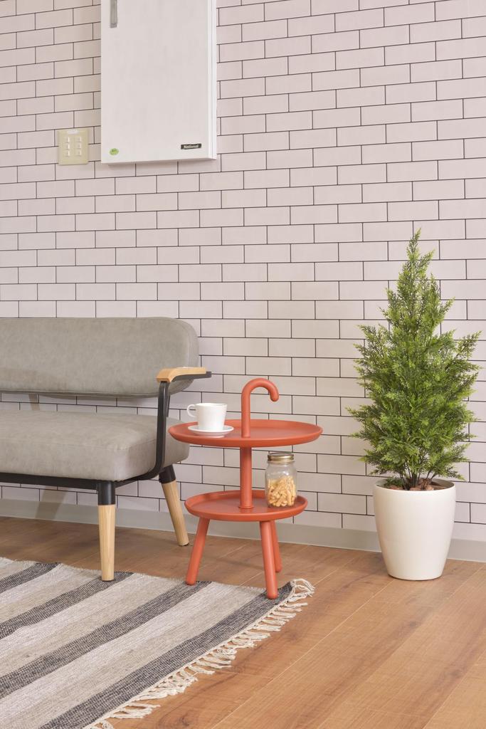 AZUMAYA Kuka Side Table, PT-88OR, 42cm Wide, Orange, 42cm Deep X 55cm High