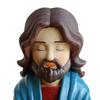 Meditating Cartoon Jesus Figurine Hand-Painted Jesus Statue Sculpture Religious Easter Christmas Desktop Decoration Ornament