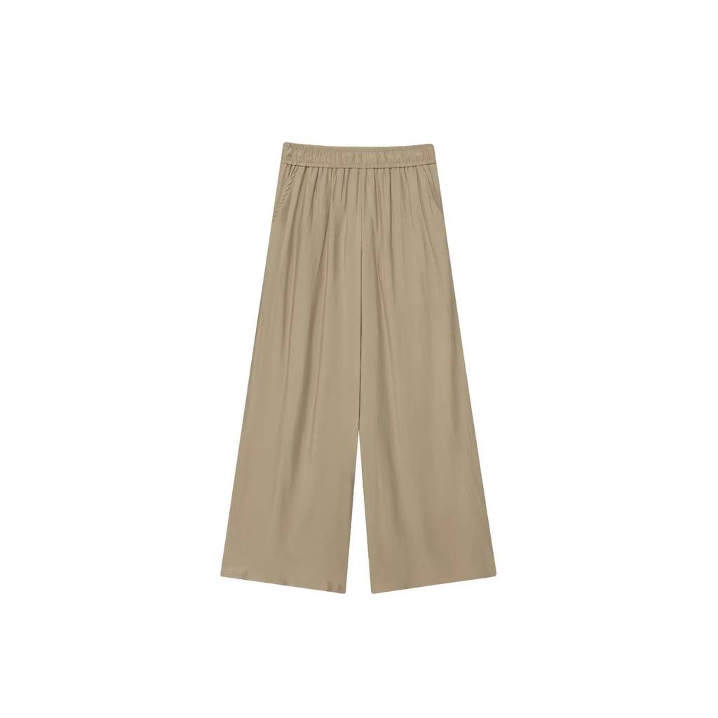 European Women's 2025 Fashion Wide-Leg Stretchy Waist Trousers