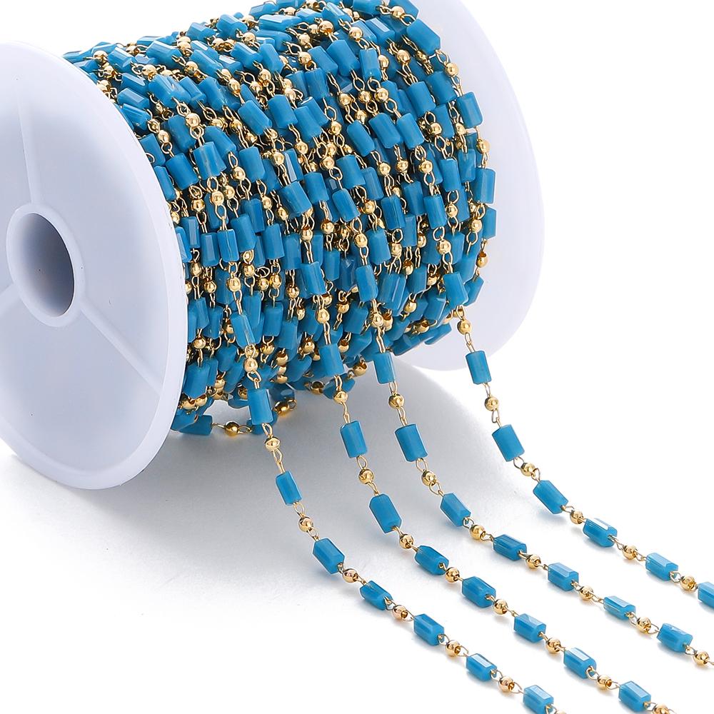 1Meter Bohemian Necklace Chain Cuboid Cube Beads Chains for DIY Necklace Bracelets Jewelry Making Accessories Handmade Chain