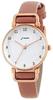 J-AXIS Embossed Retro Watch BL1211, Orange, Faux Leather Strap, Round Case, Elegant Unique Design, Women's