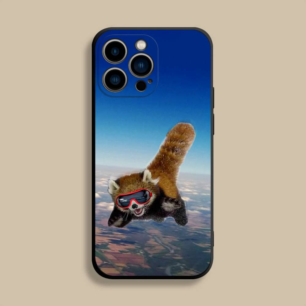 Cute Red Panda Animal Phone Case For iPhone 17,16,15,14,13,12,Pro,Max,Plus,E,SE4,Air,Mini Black Soft Cover