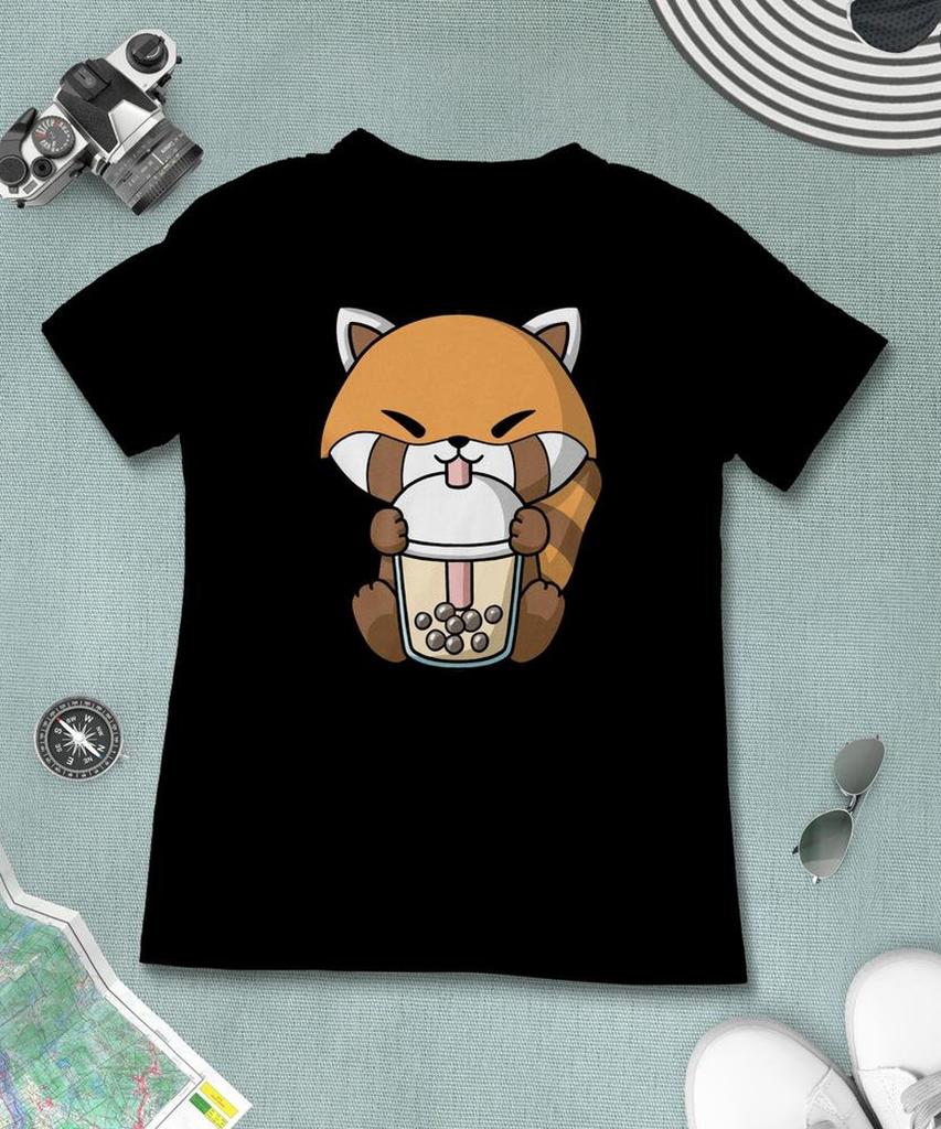 Boba Milk Tea Red Panda T-Shirt, Funny Boba Milk Tea Shirt, Bubble Tea T-Shirt, Kawaii Japanese Anime Gift