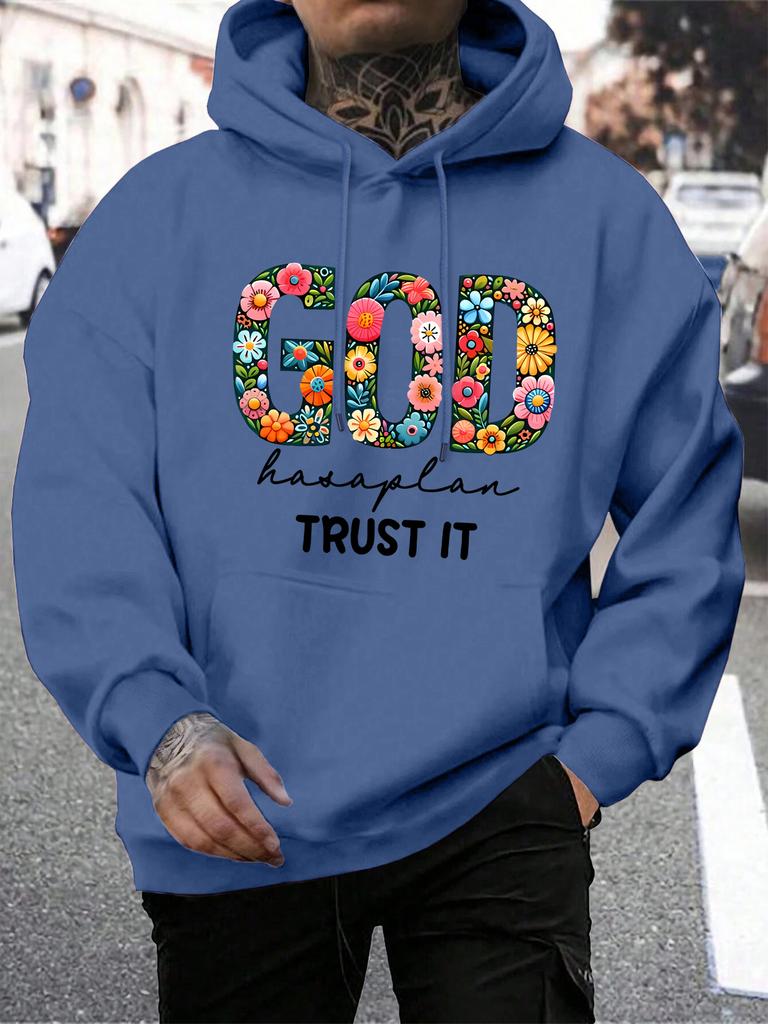 God Trust It Prints Hooded Man Fashion Casual Hoodies Simple Loose Sweatshirts Autumn Street Fleece Tracksuit