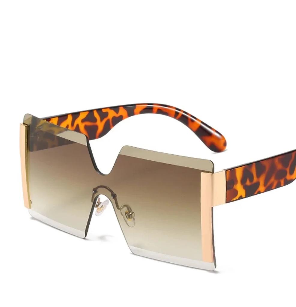 Fashion Oversized Square Rimless Sunglasses Women Brand Designer Flat Top Big Sun Glasses Female One Piece Travel Gafa de sol