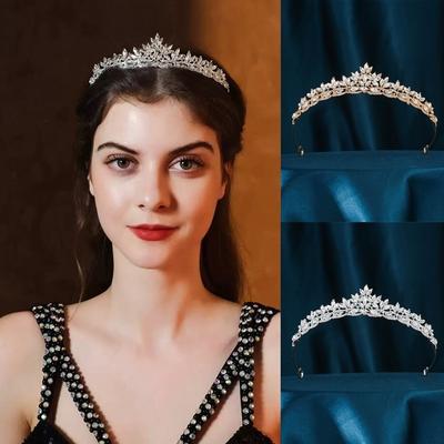 Alloy Queen Princess Crown Silver Bridal Headwear Vintage Birthday Wedding Crown  Dress Party