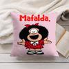 M-Mafalda Cartoon Cute Cushion Cover Silky Short Plush Invisible Zipper Dustproof Sofa Pillow Case For Home Decor