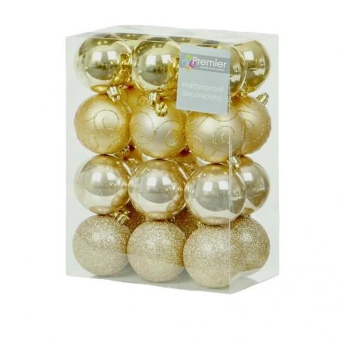 Premier Assorted Designs Christmas Bauble (Pack of 24)