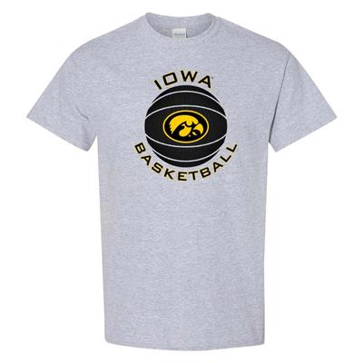 Iowa Hawkeyes Basketball Circle Logo T-Shirt -Sport Grey