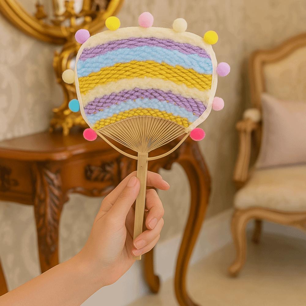 Artistic Handmade DIY Bamboo Fan Romantic Traditional Hand Cranked Fan Chinese Style DIY Material Pack Kindergarten