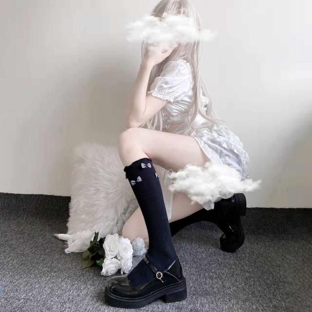 Japanese Style Calf Socks Bowknot Cute JK Uniform Socks for Women Lolita Girl Knee High Socks