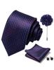 [MaRowsm] Men's Formal Tie, Handkerchief, Cufflinks, Tie Pin, Handkerchief Set (Purple Gloss)