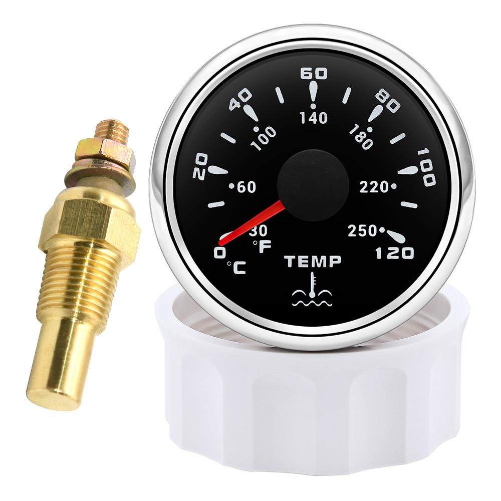 52MM Water Temperature Gauge with 7 Color LED Backlight 0-120 ℃ Water Temp Meter with Sensor (Option) For Marine Boat Car Truck