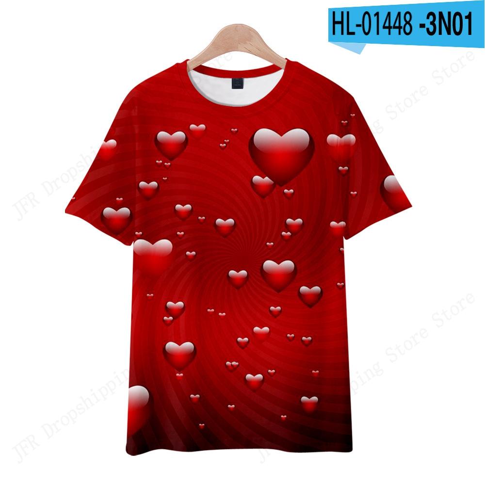 Summer Women's T-shirt Cartoon Love Heart 3d Print Tshirt Women Fashion Oversized Short Sleeve T Shirt Floral Tops Tees Gifts