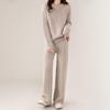 Damen 24 Herbst/Winter Koreanischer Lockerer Gedrehter Wollanzug: Gemütliches Rundhals-Pullover & Gerade Hose Set