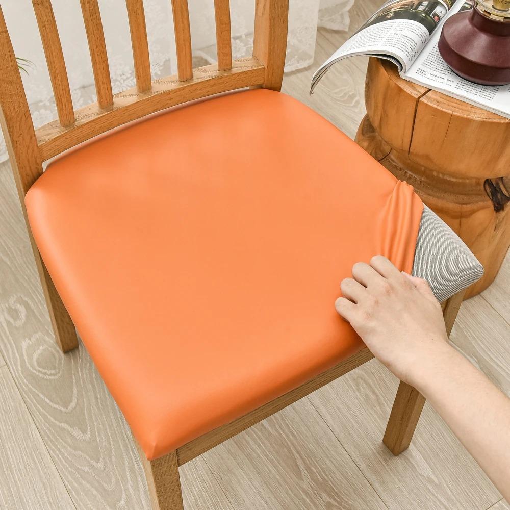 PU Waterproof Chair Cushion Cover For Kitchen Dining Room Leather Seat Cover Dining Room Chair Seat Cushion Cover