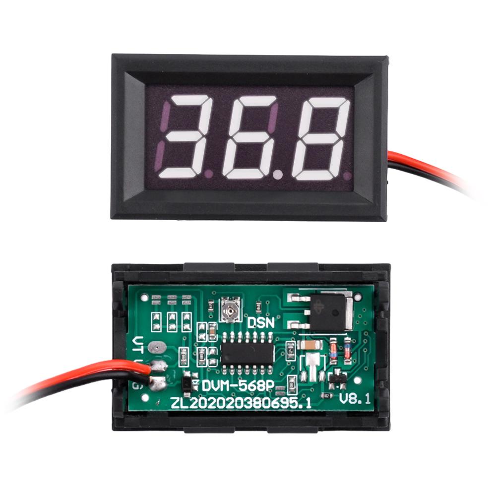DC 5-120V Mini Voltmeter Blue LED Digital Display Panel Voltage Meter 2 Wire 3-Digit 0.56 Inch for Motorcycle Battery Monitor