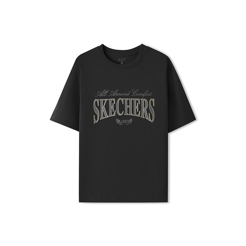 Skechers Classic Loose Fit Round Neck Pullover Simple T-Shirt Men tops Carbon-Black L126U026-0018 M
