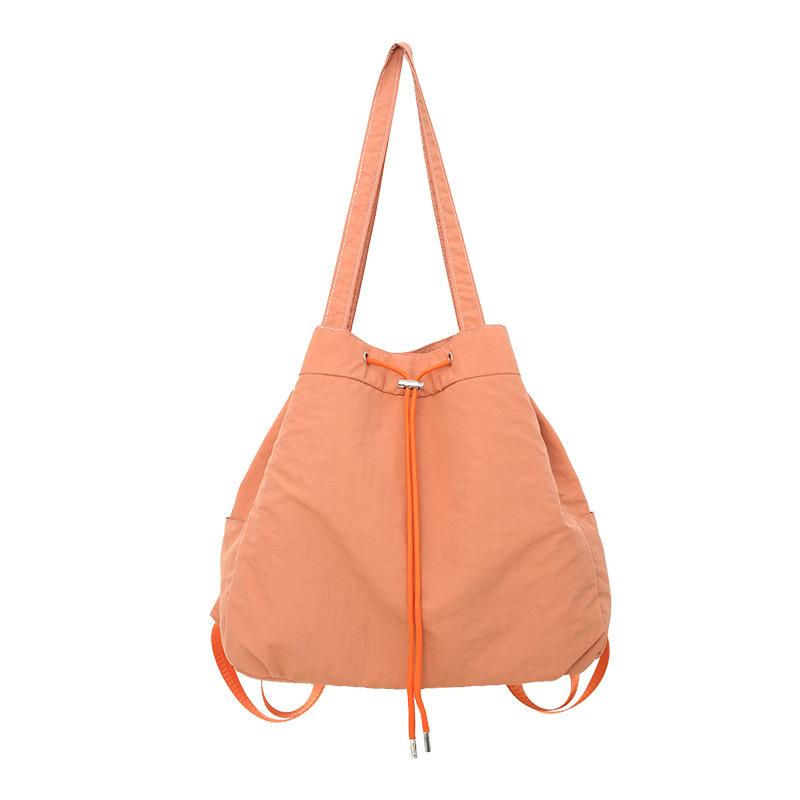Drawstring bundle nylon bucket bag large-capacity bag women's new solid color high-end casual shoulder messenger bag