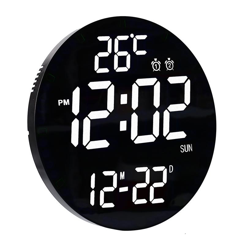 

12-дюймовый большой экран часы спальня кабинет светодиодные электронные настенные часы многофункциональный температурный будильник