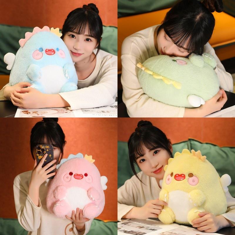 Niedliches Engel Dinosaurier Plüschtier Kissen für Kinder, PP Baumwolle gefüllt weicher Stoff, Perfektes Geburtstagsgeschenk, 30*26cm