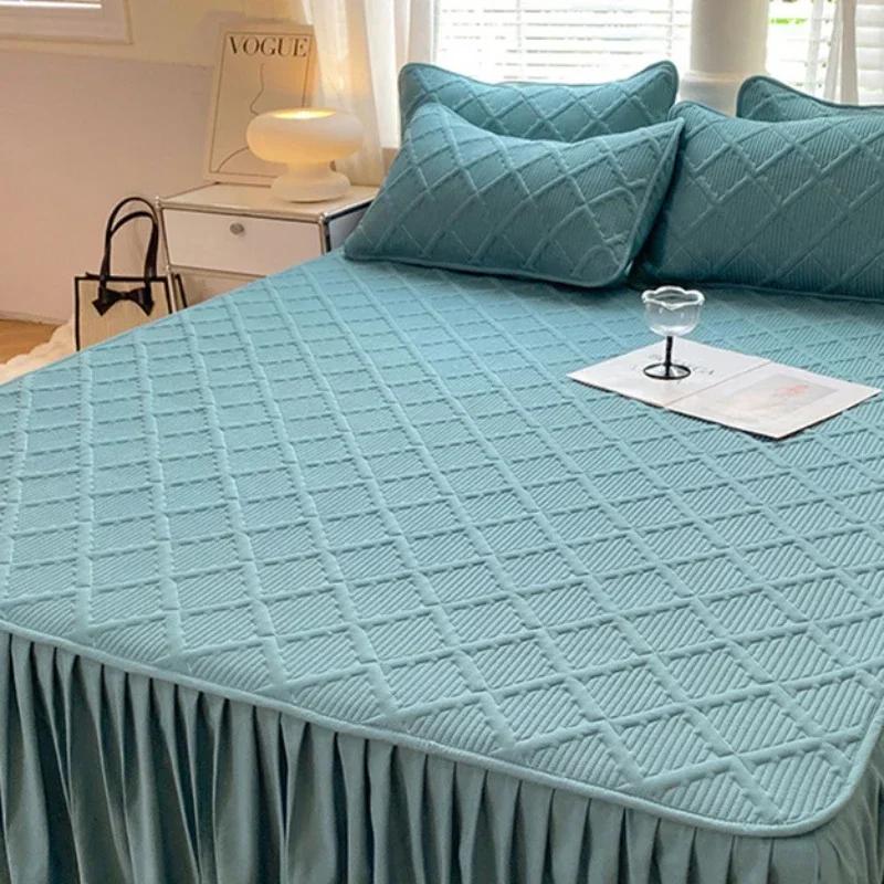 

Сплошной цвет, противоскользящая хлопковая юбка-кровать, современные минималистичные простыни, покрывала, большая юбка и приятное для кожи покрывало 120x200cm 3pcs