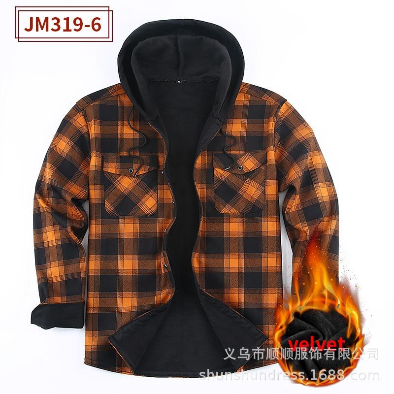 Men's Plaid Flannel Shirt, Long Sleeve Square Collar Button-Up Shirt, Regular Fit Heavyweight Multi-Pocket Winter Shirt