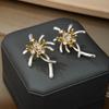 Exquisite Diamond-Set Fireworks Flowers Exaggerated Design Earrings Fashionable And Versatile Niche Simple Cold Wind Temperament Earrings
