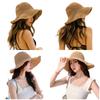 Sommer-Strohhut für Damen, faltbar, natürlicher Stroh-Eimerhut, Outdoor, durchlässig, atmungsaktive Fischerkappe, Reise-Strandkappe