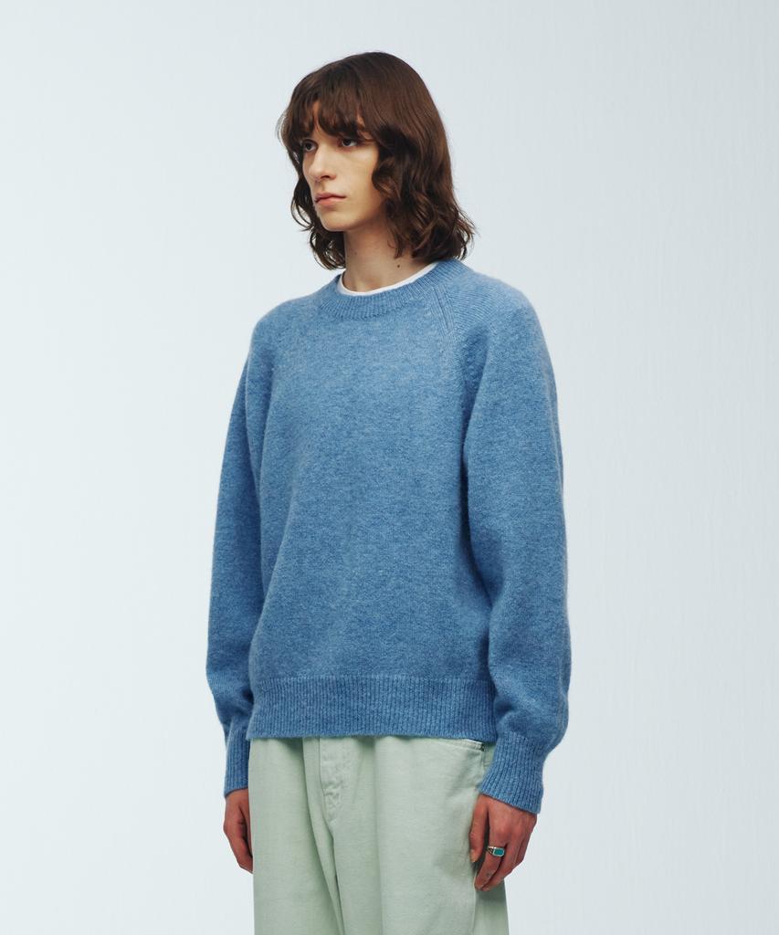 KNITTED Shaggy Dog 100% Wool Round Knit Blue