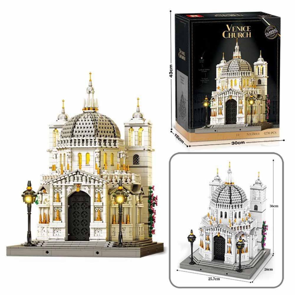 

4270PCS Venice Church MOC Building Blocks Set With LED Lights DIY Architectural Model Desktop Ornament Collectible for Adults NO BOX