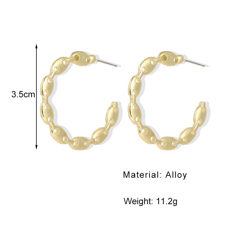 2024 Simple and Creative Retro Exaggerated Hollow Chain C-shaped Earrings Female Personality Geometric Girl Earrings