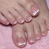 Simple White French Edge Removable Toenail Patches - Finished False Nails