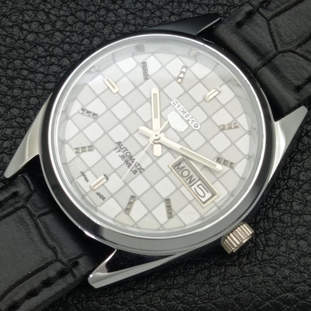 JAPAN SEIKO 5 AUTOMATIC MENS 6309A REFURBISHED WHITE COLOR DIAL WATCH A440246-9 Sk-a440246-1