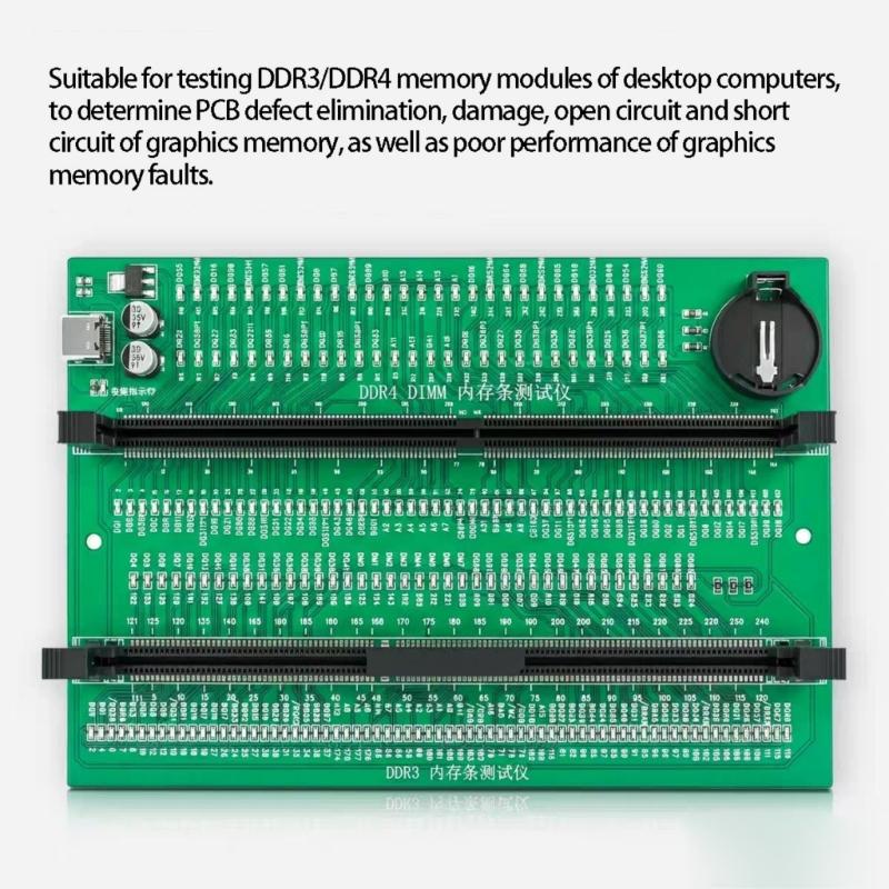 Memory Testing Card for Desktop Computer DDR3 DDR4 Memory Slot Diagnostic Tool Tester Card USB Power Supply Adapter