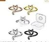Anello Gatto Geometrico Europeo & Americano, Design Aperto Regolabile, Ornamento Animale Lavorato a Maglia per Dita.