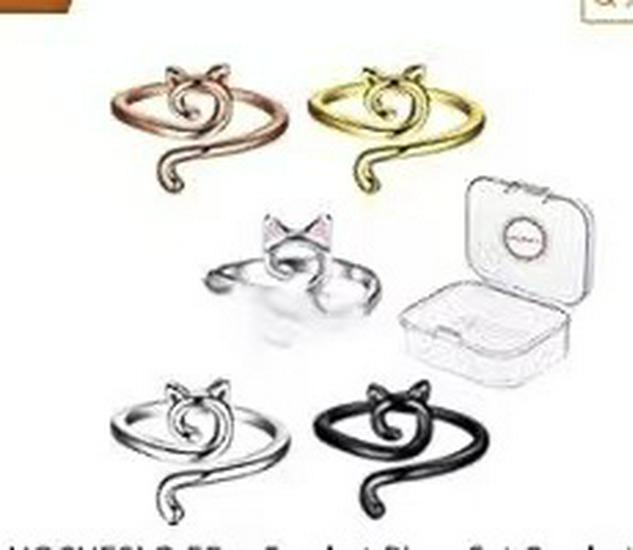 Anello Gatto Geometrico Europeo & Americano, Design Aperto Regolabile, Ornamento Animale Lavorato a Maglia per Dita.