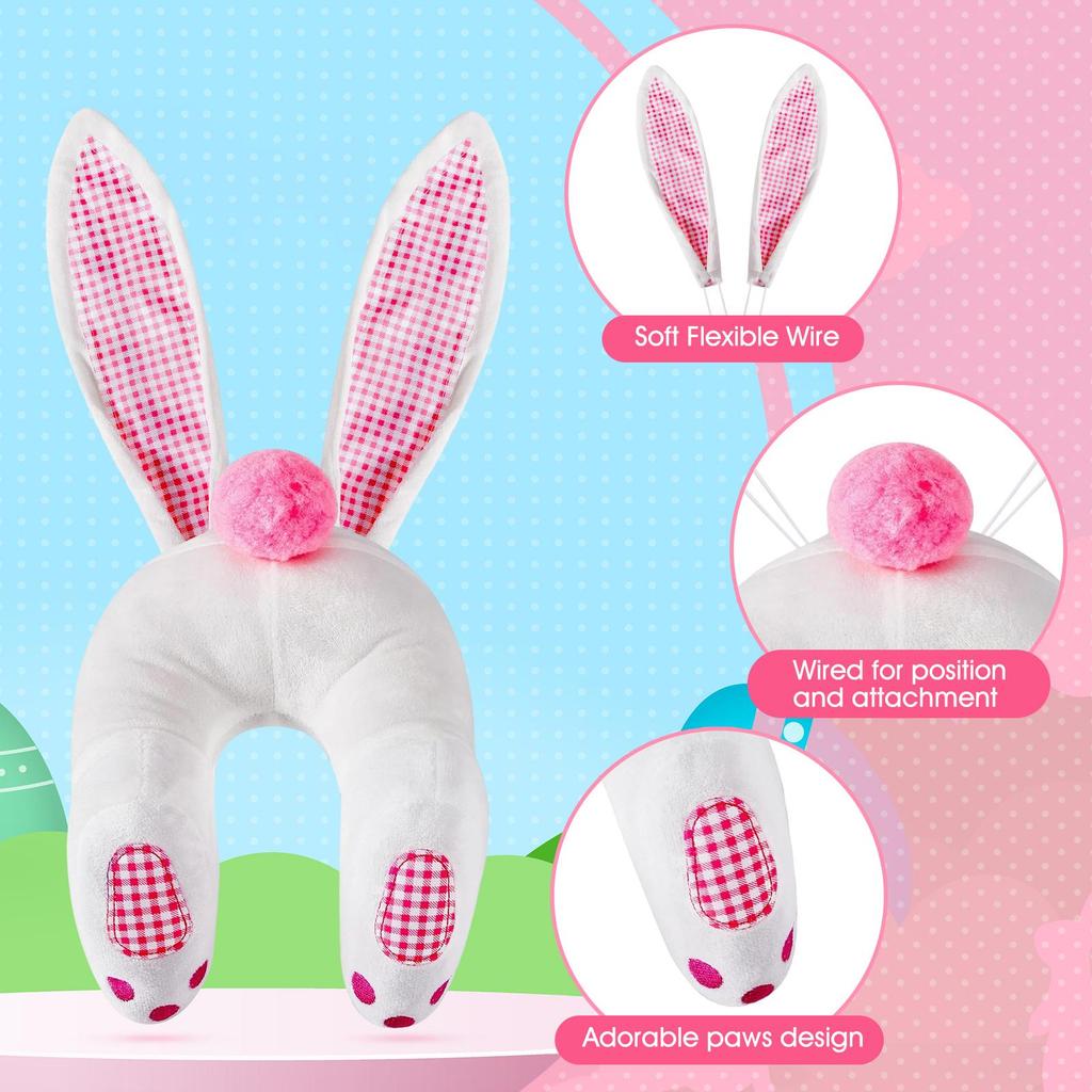 Easter Decor Bunny Wreath , DIY Bunny with Ears, Home Wall Hanging Cartoon Ornament Decor, Welcome Sign Wreath Attachment