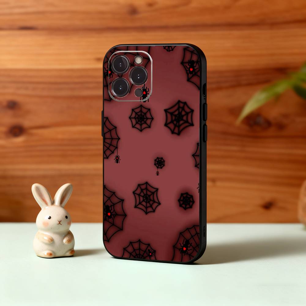 Cool S-Spider Web H-Heart Phone Case For iPhone17,16,15,14,13,12Plus,Pro Max,XS,5G Soft Silicone Black Cover