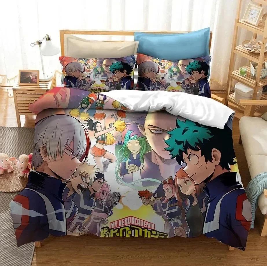Anime 3D-tryck My Hero Academia Shoto Todoroki Sängkläder Påslakan Sängset Täcke Örngott Täcke King Queen Size